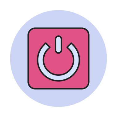 Güç düğmesi simgesi. İnce çizgi çizimi. vektör simgesi beyazda izole edildi