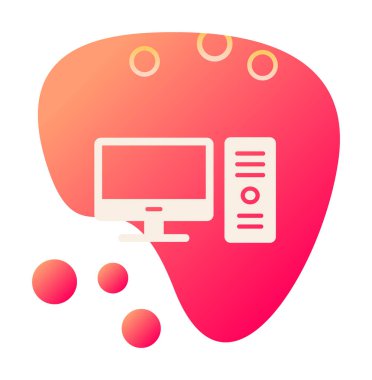 masaüstü bilgisayar simgesi tasarımı, düz işaret, vektör ve illüstrasyon