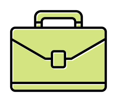 Evrak çantası vektör düz simgesi. İş durumu simgesi, bavul emojisi, vektör illüstrasyonu