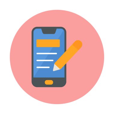 Beyaz arkaplanda not defteri simgesi olan akıllı telefon 