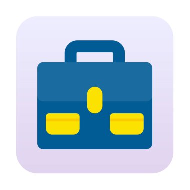 Evrak çantası vektör düz simgesi. İş durumu simgesi, bavul emojisi, vektör illüstrasyonu