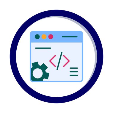 Düz biçimde web geliştirme simgesi. yazılım ve web sitesi sembolleri                           