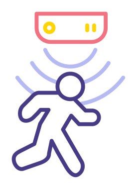 Hareket algılayıcı simgesi, yürüyen insan ağı simgesi, vektör illüstrasyonu