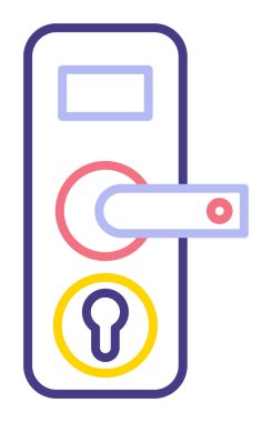 Kapı kolu ve anahtar deliği simgesi, vektör illüstrasyonu 