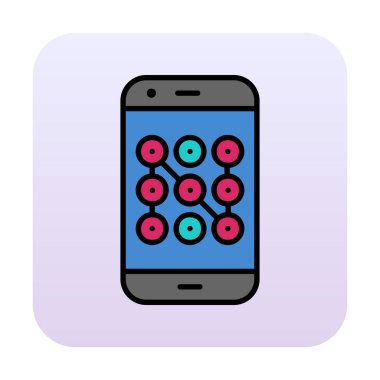 Mobil güvenlik, akıllı telefon ikonu. vektör illüstrasyonu