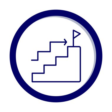 Hedef başarı vektör simgesi. Merdivenler ve bayrak illüstrasyon sembolü.  