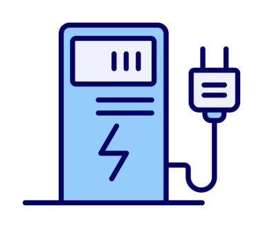 Elektrik Şarj İstasyonu ikon vektör çizimi