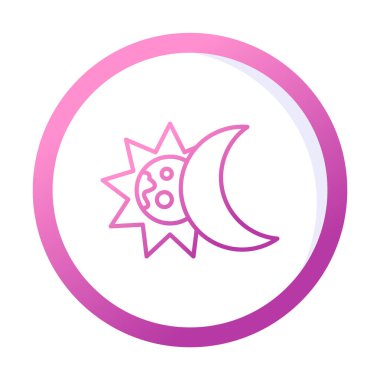 Katı ay ve güneş ikonu. Tutulma, vektör illüstrasyon tasarımı