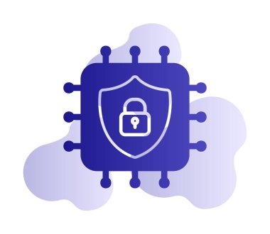 Basit Cpu simgesi, vektör illüstrasyonu