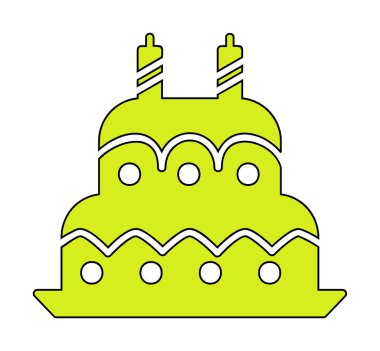 Mumlu doğum günü pastası. Web simgesi vektör illüstrasyonu