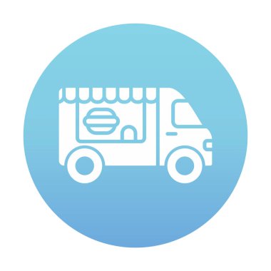 Beyaz arkaplanda yiyecek kamyonu vektör çizimi