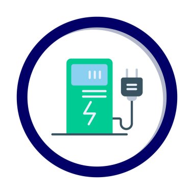 Elektrik Şarj İstasyonu ikon vektör çizimi