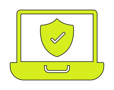 Güvenli dizüstü bilgisayar ikonu vektör çizimi