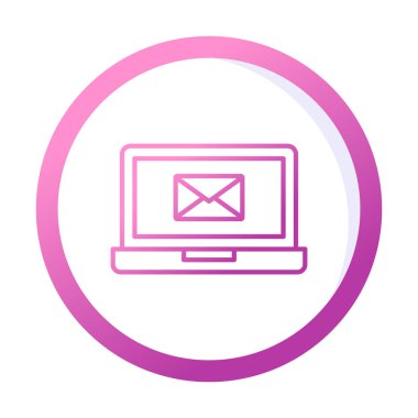 Beyaz arkaplanda dizüstü bilgisayar vektör illüstrasyonunda e- posta