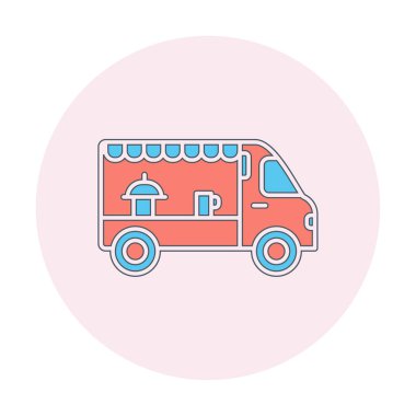 Beyaz arkaplanda yiyecek kamyonu vektör çizimi