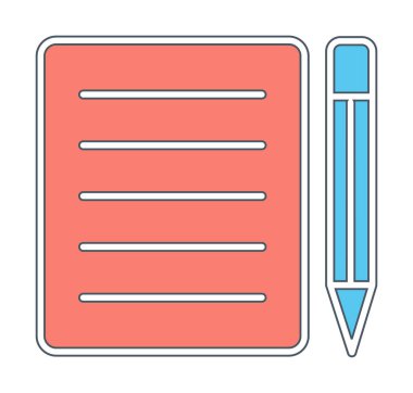 Basit Not Defteri simgesi, vektör illüstrasyonu