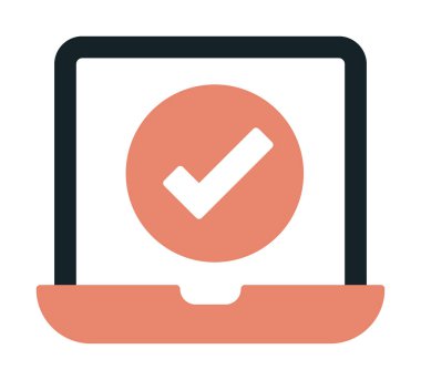 Dizüstü bilgisayardaki işaret simgesini kontrol et, vektör illüstrasyonuName 