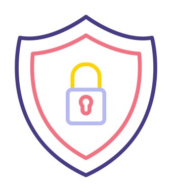 Güvenlik kalkanı düz simgesi, vektör illüstrasyonu 