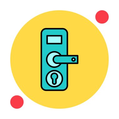 Kapı kolu ve anahtar deliği simgesi, vektör illüstrasyonu 