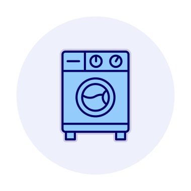 çamaşır makinesi simgesi, vektör illüstrasyonu