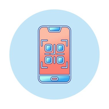 Basit Smartphone QR Kod simgesi, vektör illüstrasyonu