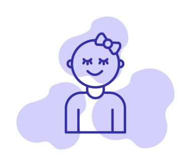 Mutlu Bebek Kız Simgesi, Vektör İllüstrasyonu 