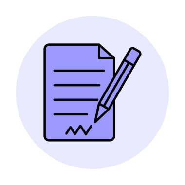 beyaz arkaplanda izole edilmiş kalem simgesine sahip kağıt belge 