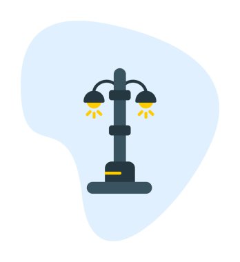 sokak ışığı çizgi simgesi, vektör illüstrasyonu