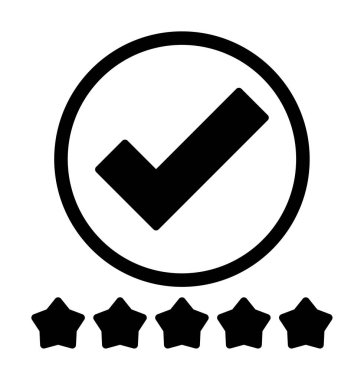 işaretleme işareti ve beş yıldız simgesi, vektör illüstrasyonu