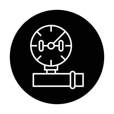 Düz vektör manometre simgesini ölç. Gaz basıncı. Hava göstergesi izole edildi