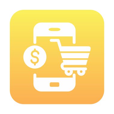 Mobil Online Alışveriş simgesi. Vektör illüstrasyonu