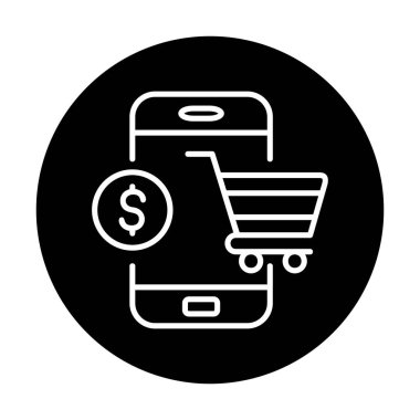 Mobil Online Alışveriş simgesi. Vektör illüstrasyonu