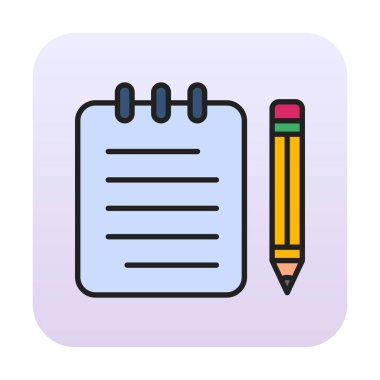 Basit not defteri simgesi, vektör illüstrasyonu