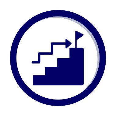 Hedef başarı vektör simgesi. Merdivenler ve bayrak illüstrasyon sembolü.  