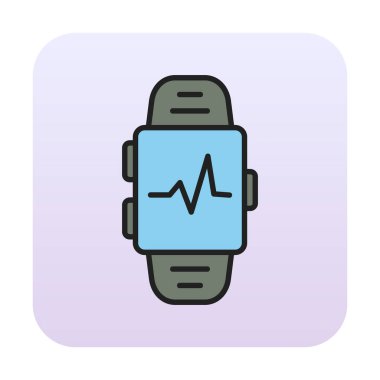 Smartwatch kalp atışı ikonunu gösteriyor. Fitness uygulaması konsepti. Vektör