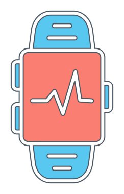 Smartwatch kalp atışı ikonunu gösteriyor. Fitness uygulaması konsepti. Vektör