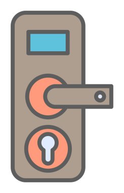 Kapı kolu ve anahtar deliği simgesi, vektör illüstrasyonu 