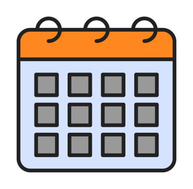 Takvim düzlüğü simgesi, vektör illüstrasyonu 