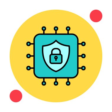 Basit Cpu simgesi, vektör illüstrasyonu