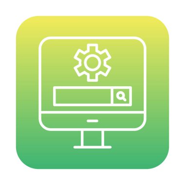 Beyaz arkaplanda Bilgisayar Arama Motoru vektör çizimi