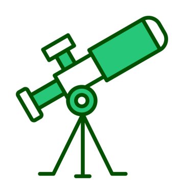 Teleskop düz simgesi. Eğitim ve astronomi elementi, dürbün ve araştırma yıldızları vektör grafikleri