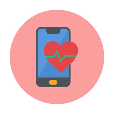 Akıllı telefon ekranında kalp atış hızı sembolü, satır biçimi simgesi, vektör tasarımı 