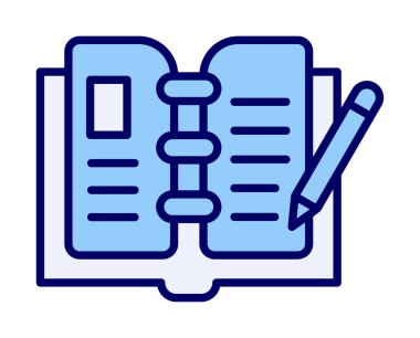 açık kitap ve kalem simgesi, vektör illüstrasyonu 