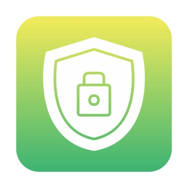 asma kilit simgesi ve vektör illüstrasyonlu kalkan