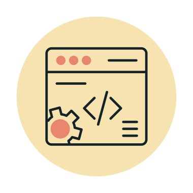 Düz biçimde web geliştirme simgesi. yazılım ve web sitesi sembolleri                           