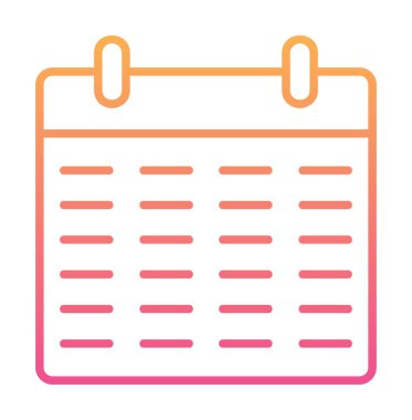 Takvim düzlüğü simgesi, vektör illüstrasyonu 