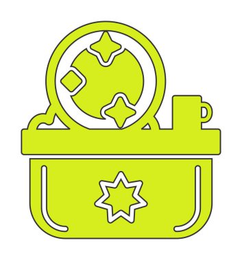 Yıkama, bulaşık yıkama simgesi, vektör illüstrasyonu 