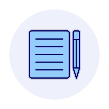 Basit Not Defteri simgesi, vektör illüstrasyonu