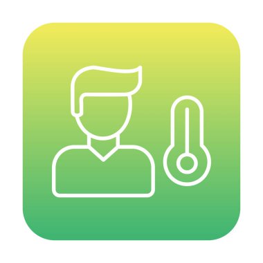 Hasta kişi ikonu. Yüksek sıcaklık simgesi. Vektör illüstrasyonu.