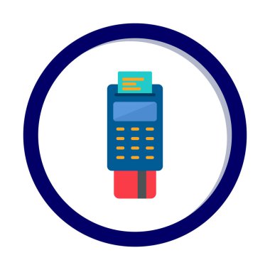 Pos Terminal Düz Simgesi Beyaz Arkaplanda